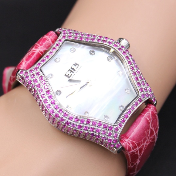 Pink Sapphire Diamond 4.50 Tcw Unisex Luxury Watch